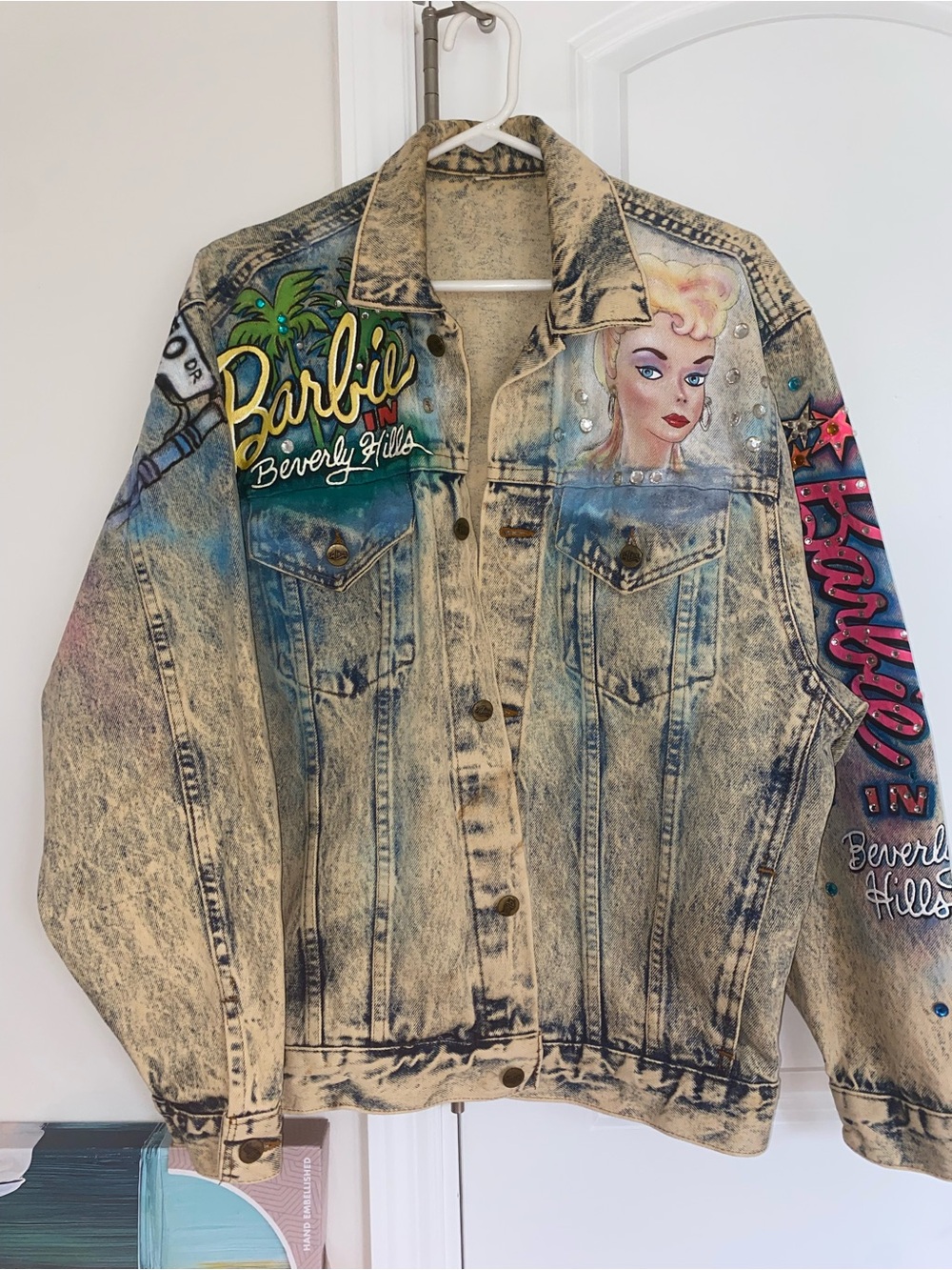 Barbie in Beverly Hills Denim Jacket buttons read ALAMO no tag fits XL - Picture 12 of 12